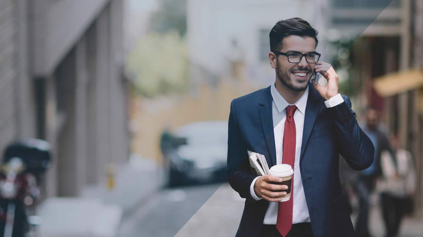 Suited man on mobile