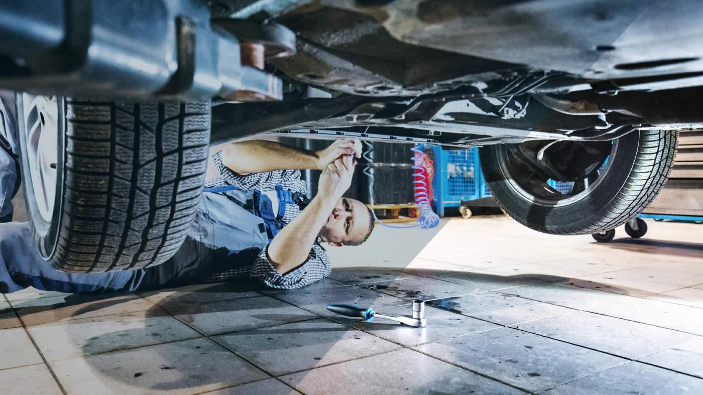 Working under car