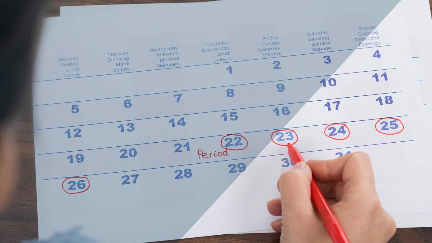 Calendar with dates circled