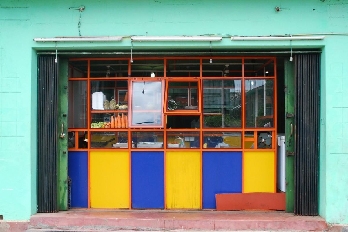 Shabby chic restaurant exterior