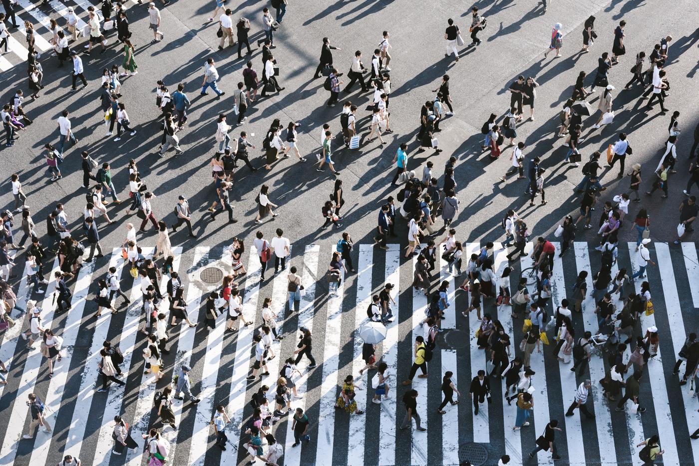 Busy pedestrian crossing