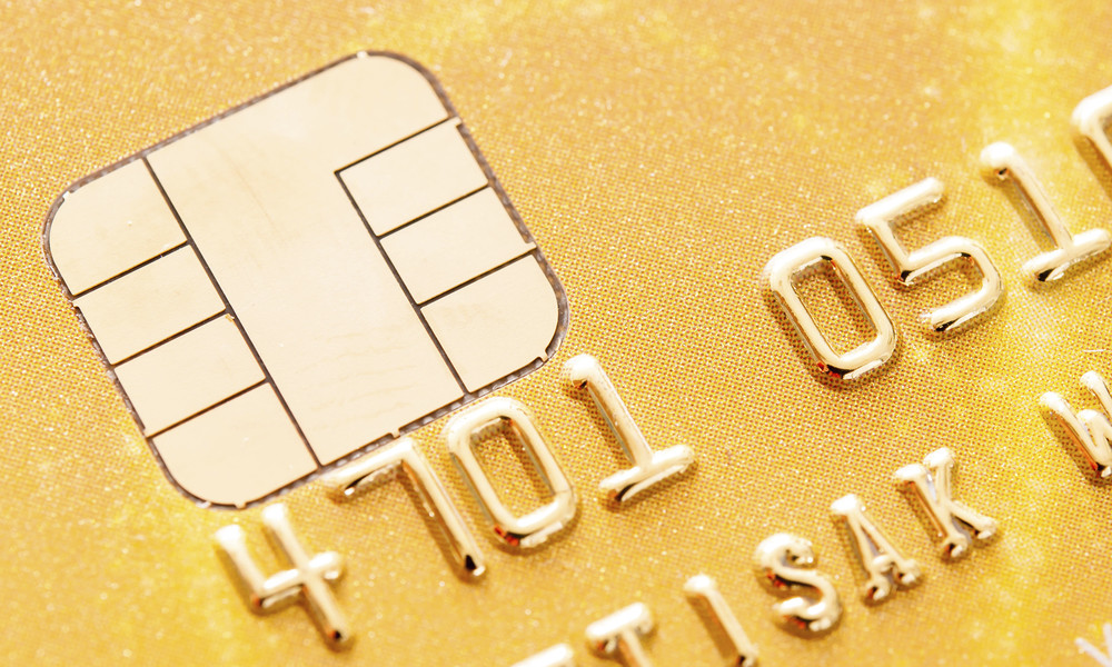 Gold credit card up close