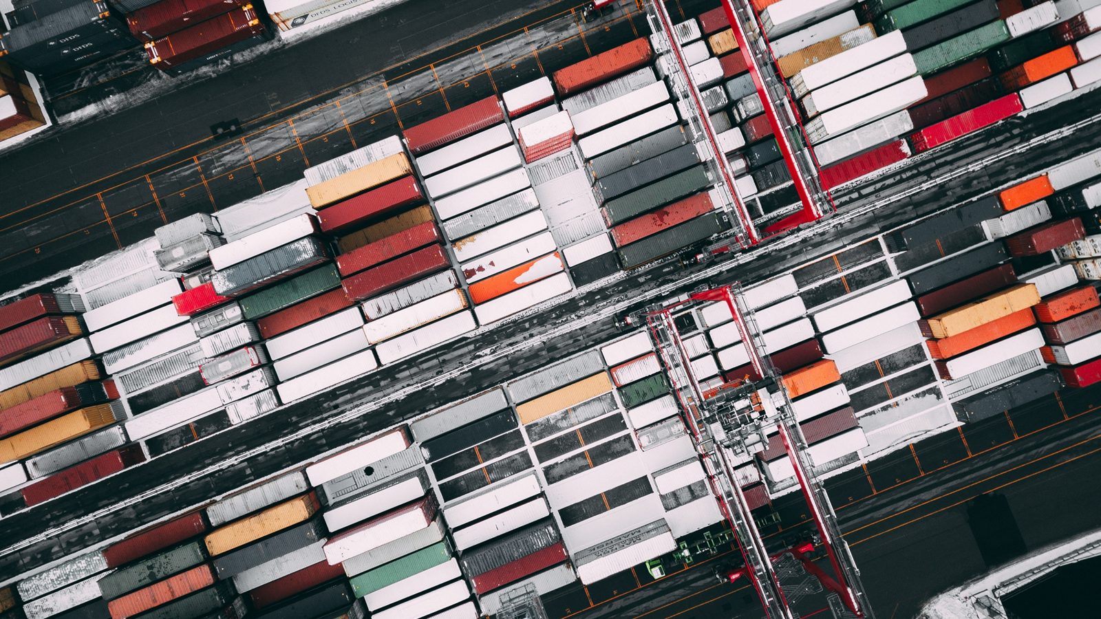 Overhead shot of freight ship