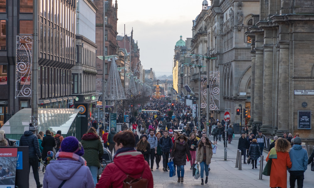 Looking Down Buchanan Street as Glasgow's with Many of Christmas Shoppers