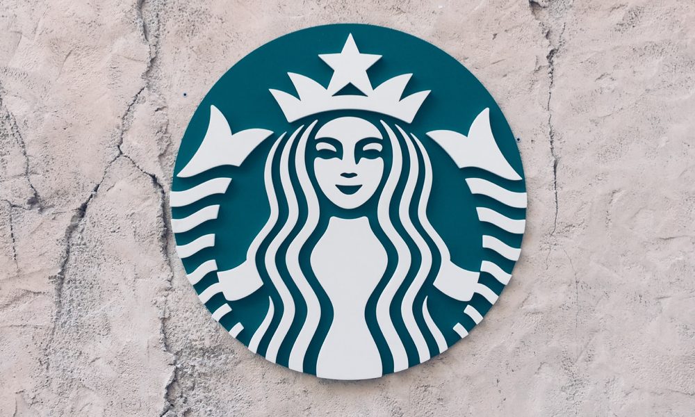 Starbucks logo on a wall